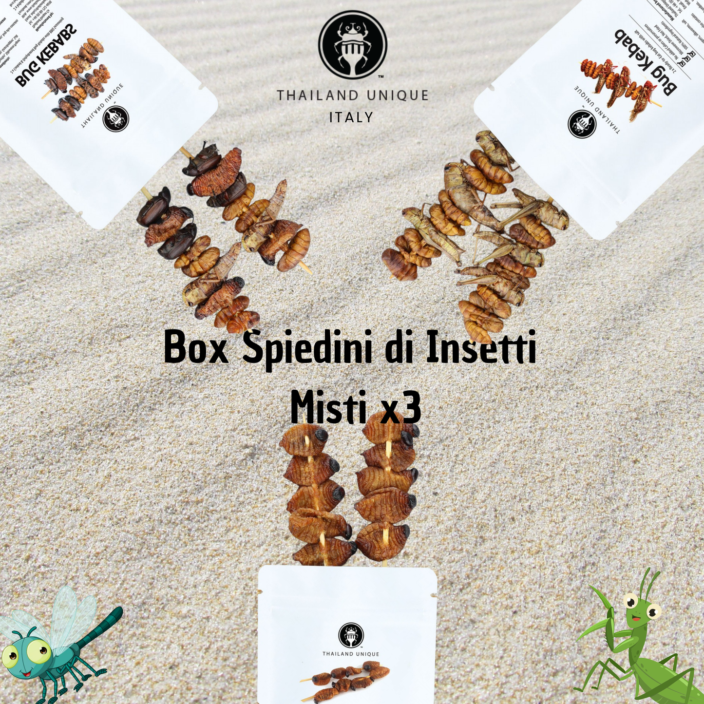 Box Spiedini di Insetti Misti x3